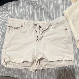 American Eagle Outfitters Cream Jean Shorts Distressed Cut-Off